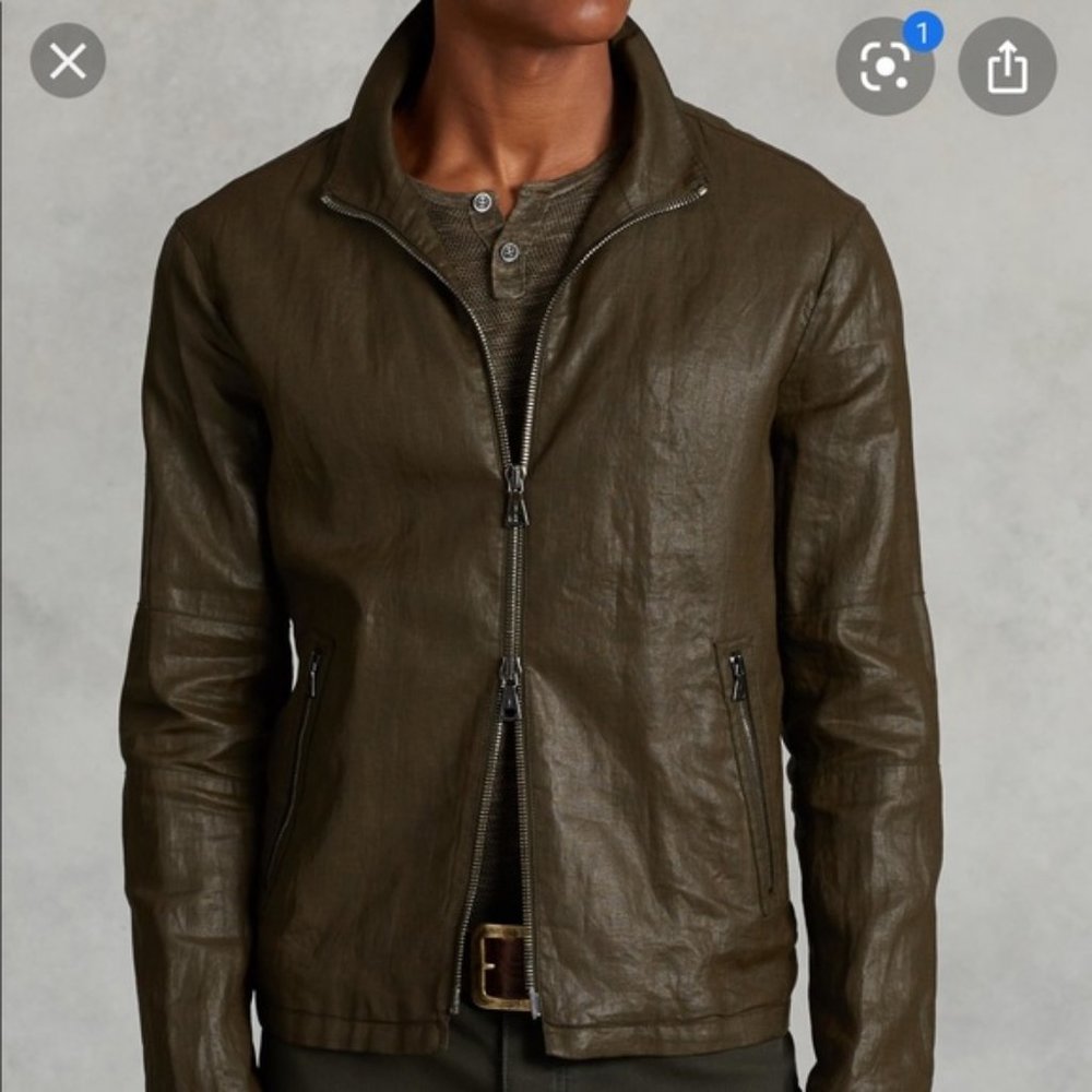 John Varvatos Green Coated Linen Jacket